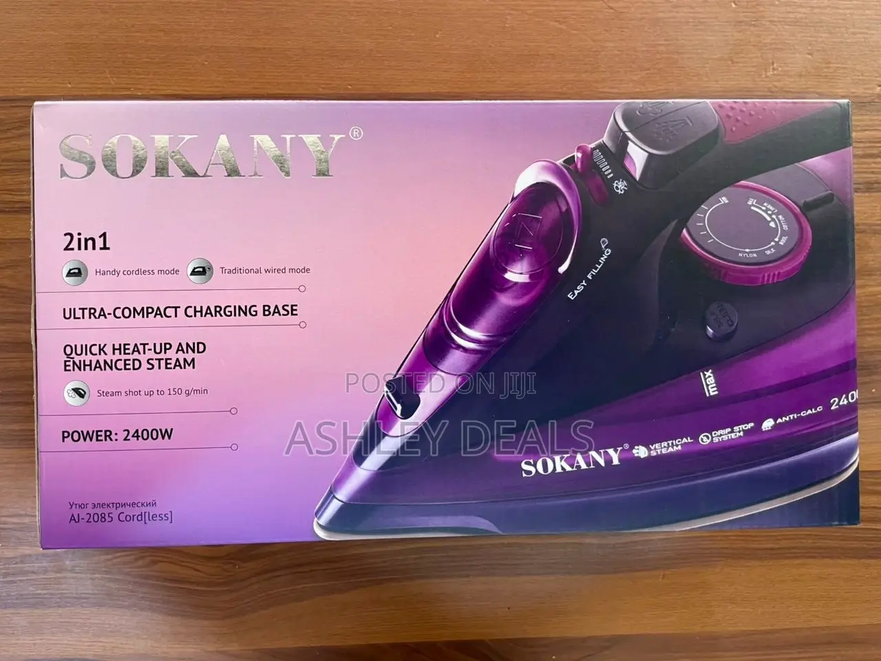 Purple Sokany Aj-2085 Cordless Steam Iron.