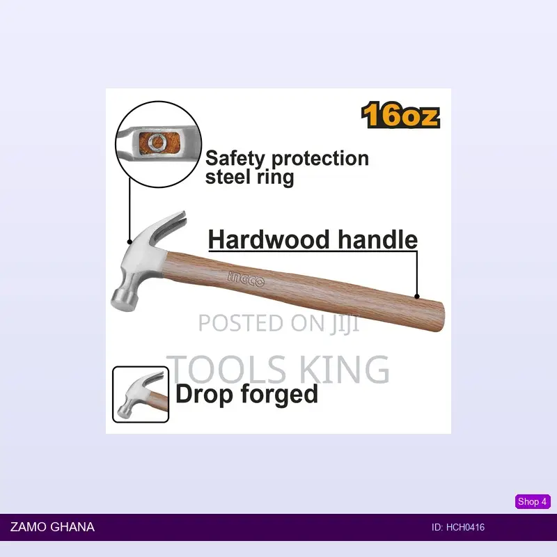 Wooden Claw Hammer 16oz - Hch0416
