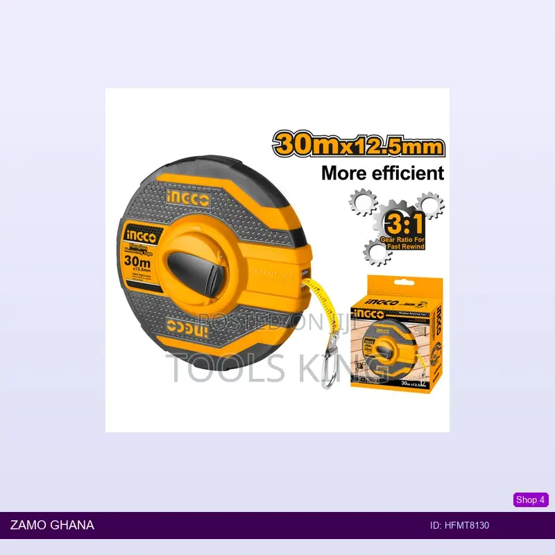 Fibreglass Measuring Tape 30mx12.5mm - Hfmt8130