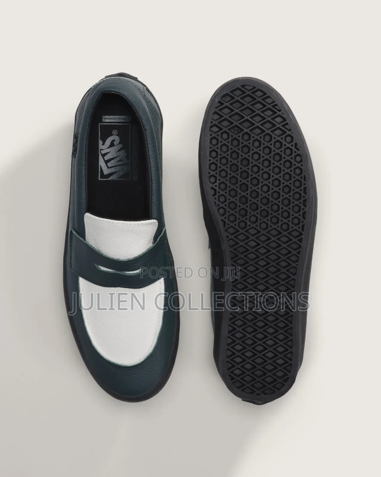 Vans Skate Loafers Green White and Black