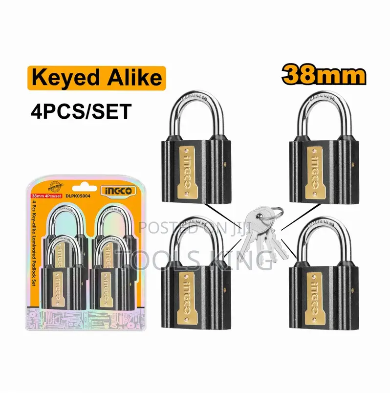 4pcs Keyalike Iron Padlock Set 38mm - Diplk4382