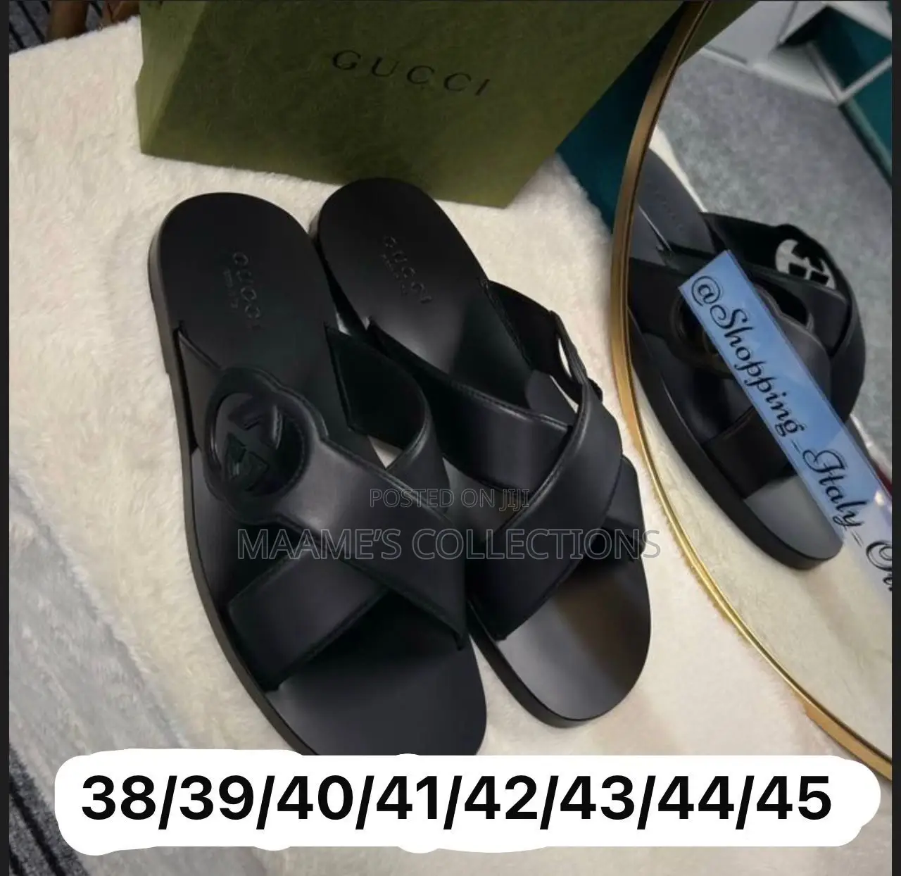 Gucci Interlocking G Slide Leather Sandals