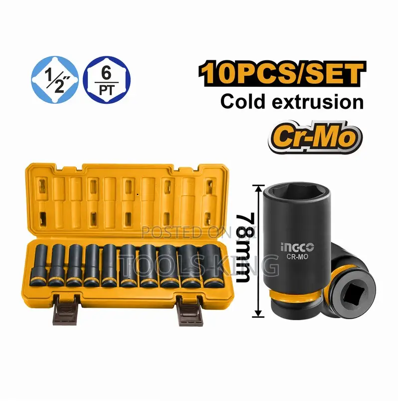 10 PCS 1/2" Deep Impact Socket - Hkissd12102l