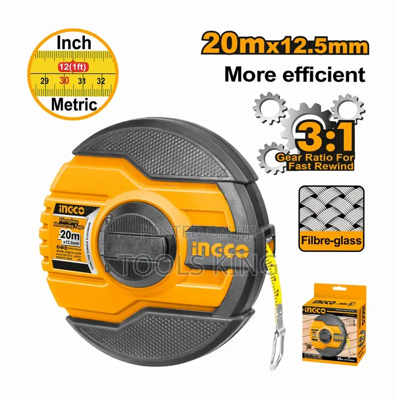 Fibreglass Measuring Tape 20mx12.5mm - Hfmt8320