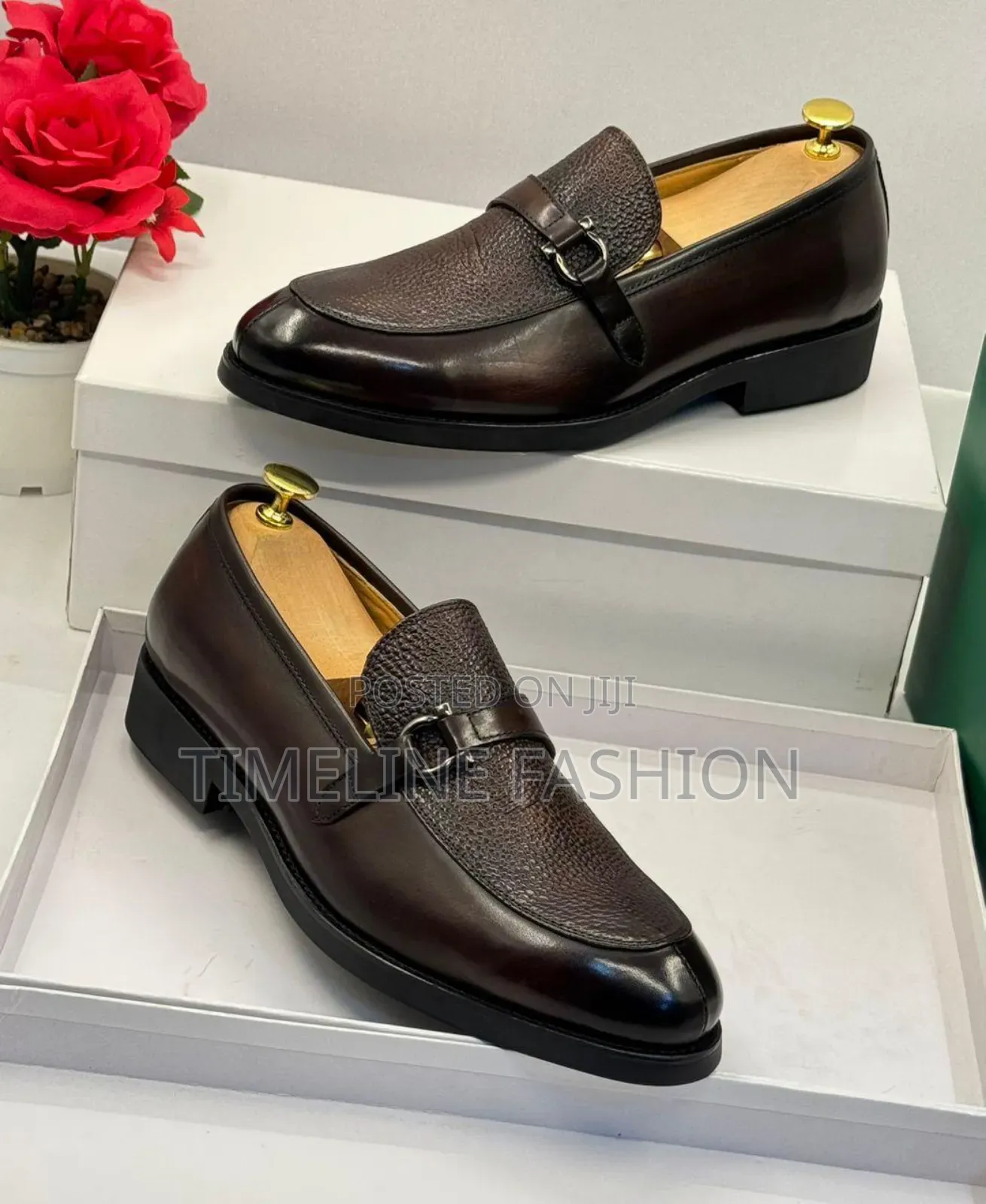 Durable Leather Coffee Brown Men's Clark's Dressing Shoes