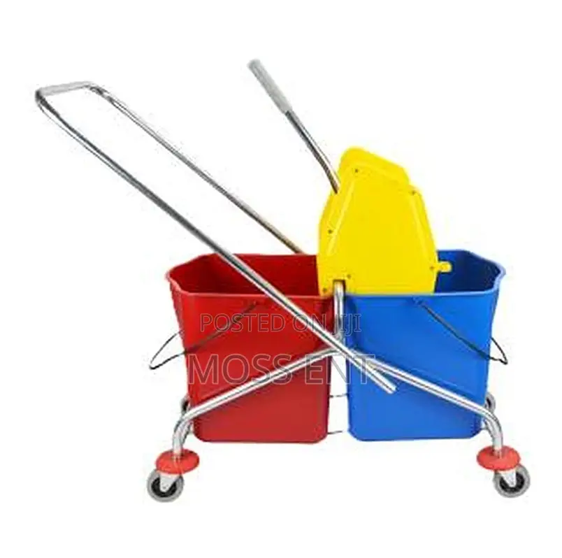 60l Double Mop Trolley Down Press Red-Blue - B-043b