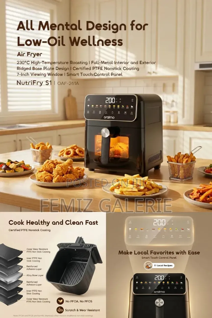Oraimo Nutrifry S1 6l 1500w 230°C High-Temp Air Fryer