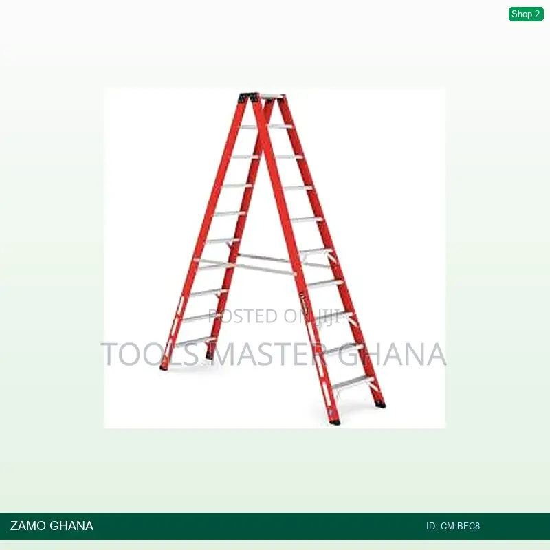 Cm 8 Steps Fiberglass Double Sided Step Ladder Large Rung V6 - Cm-Bfc8