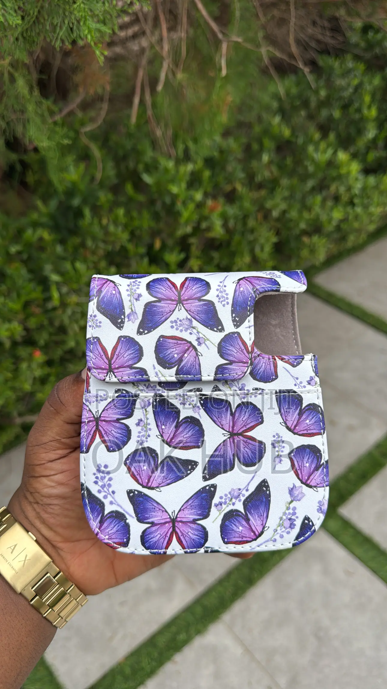 Instax Mini 12 Detachable Leather Case - Purple Butterfly Pattern