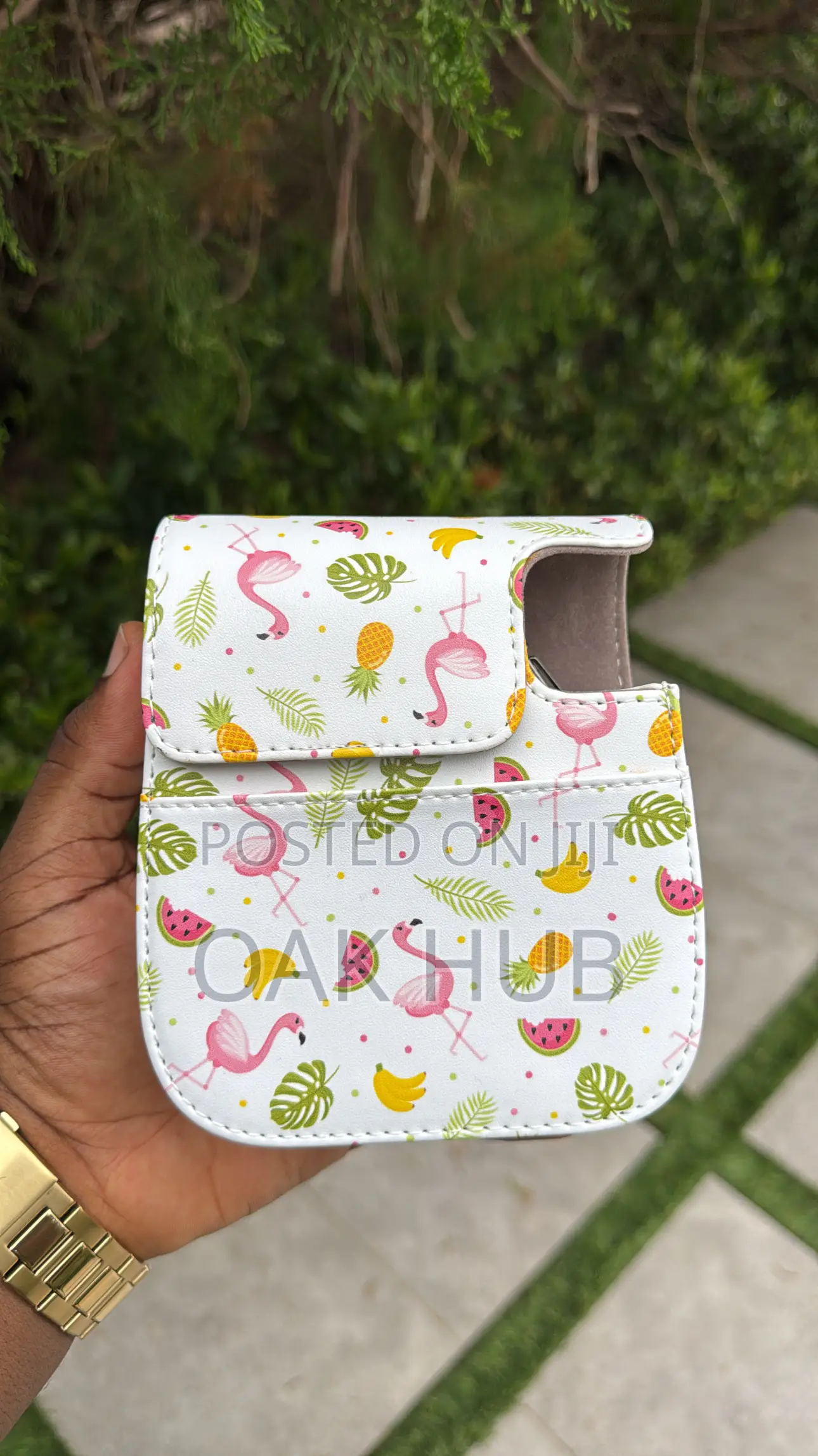Fujifilm Instax Mini 12 Detachable Leather Case - Light Green Flamingo