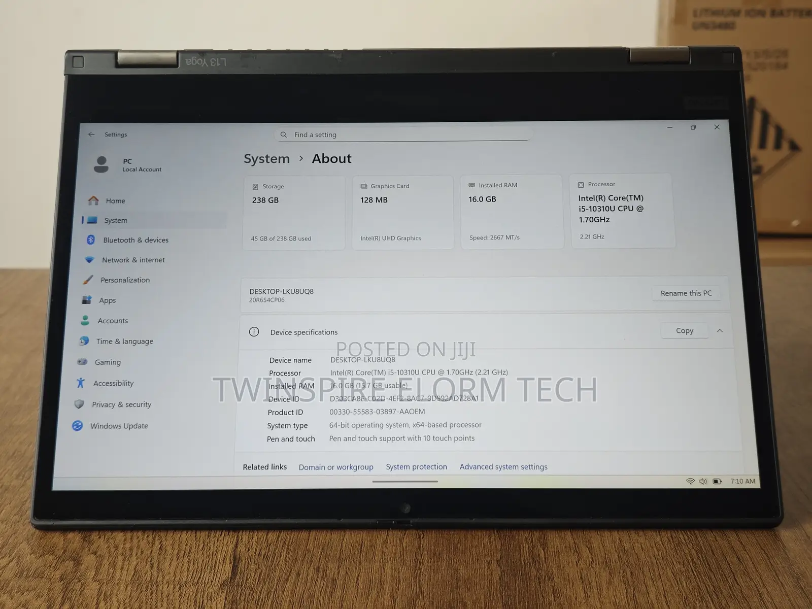 Laptop Lenovo ThinkPad L13 Yoga 16GB Intel Core i5 SSD 256GB