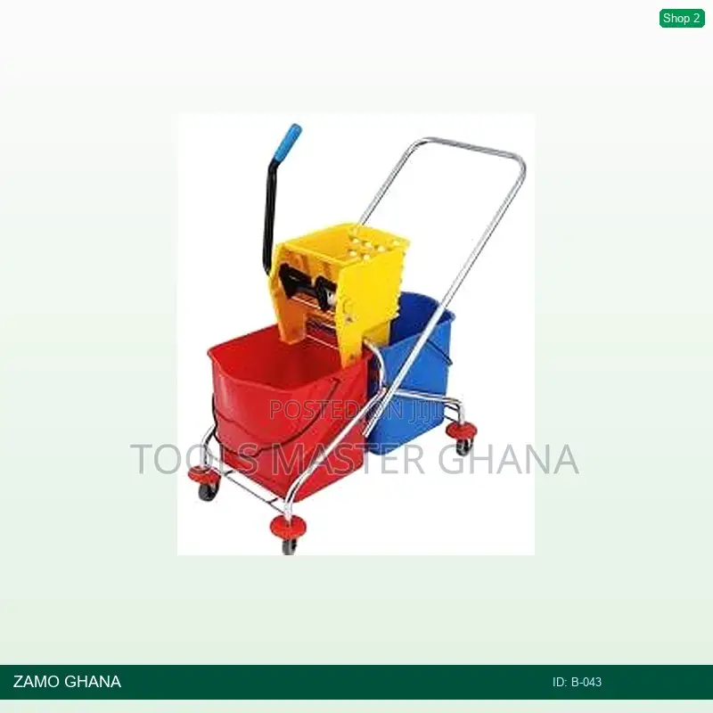 60l Double Mop Trolley Side Press Red-Blue - B-043