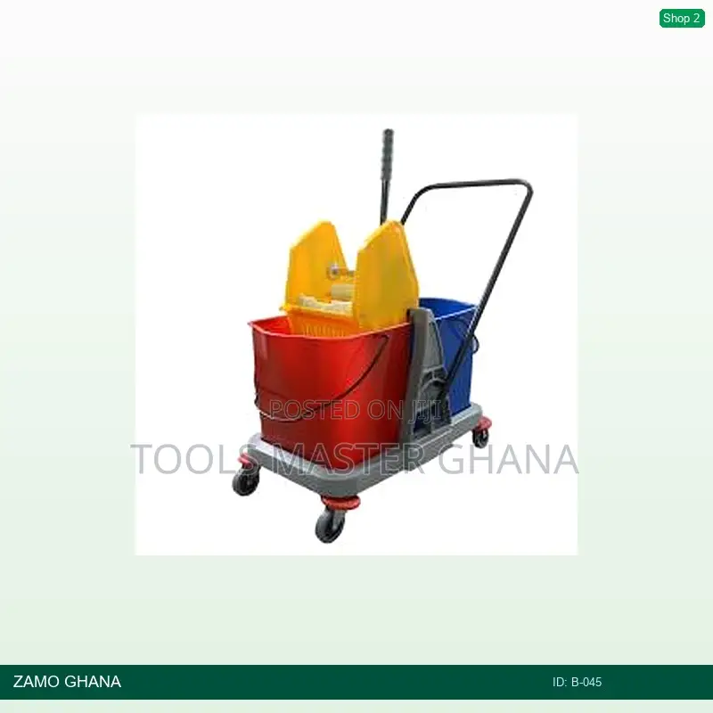 60lt Double Mop Trolley Down Press Red-Blue - B-045