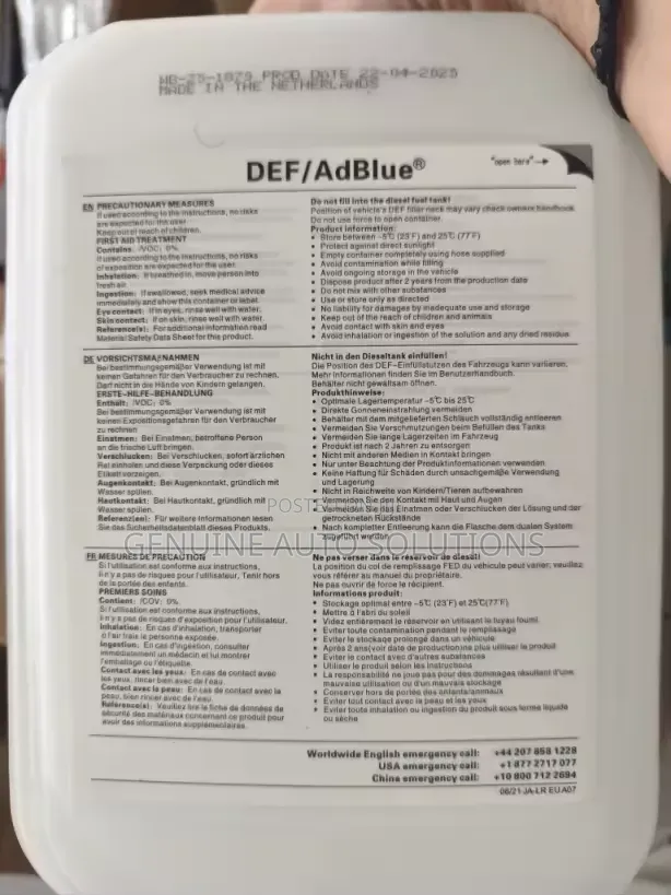 Oem Adblue for Land Rover, Range and Mercedes Diesel Vehicles
