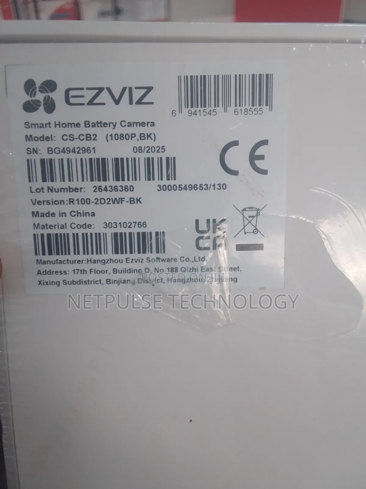 Ezviz Cs-Cb2 Smart Home Battery Camera