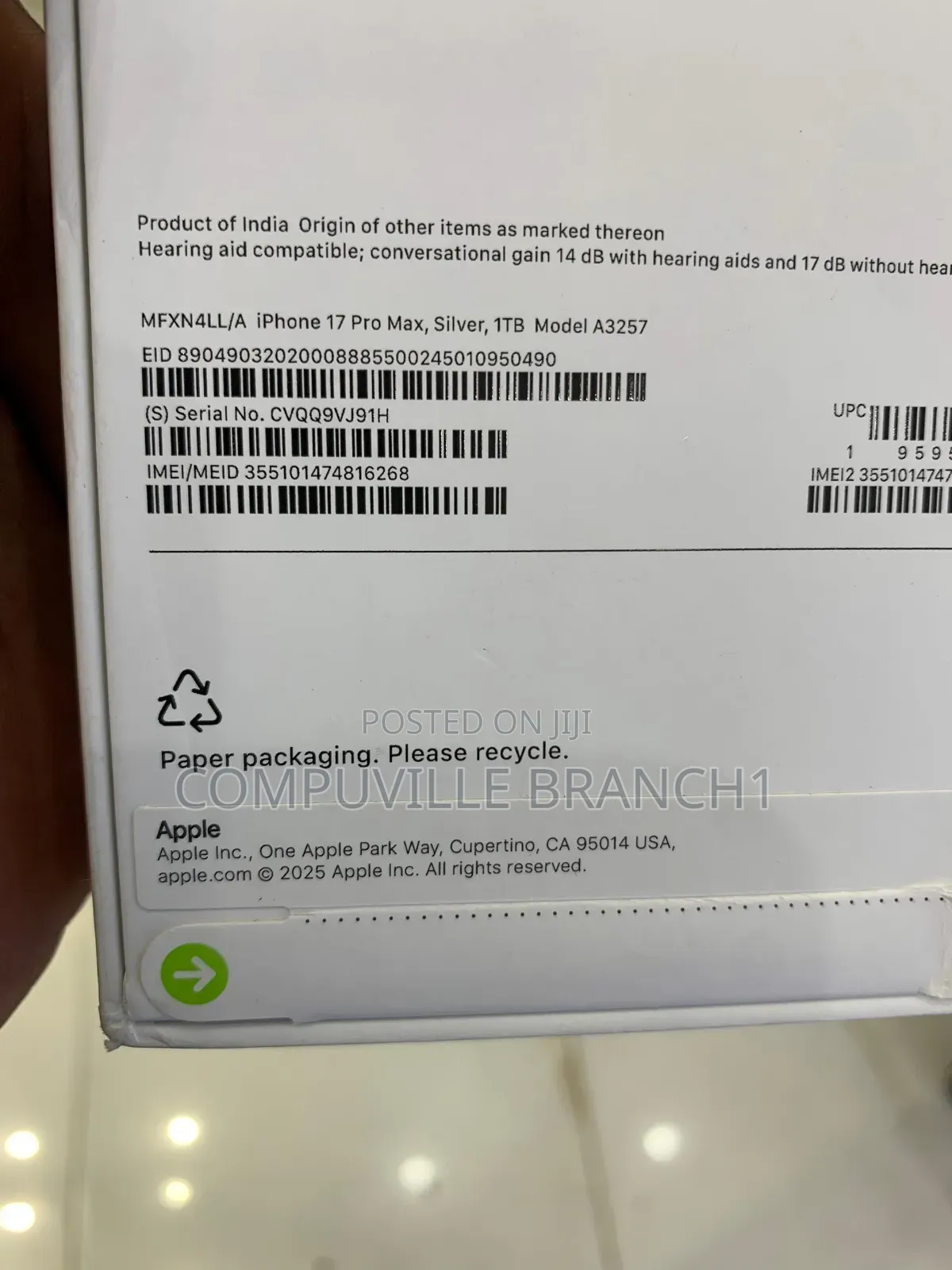 New Apple iPhone 17 Pro Max 1 TB Silver