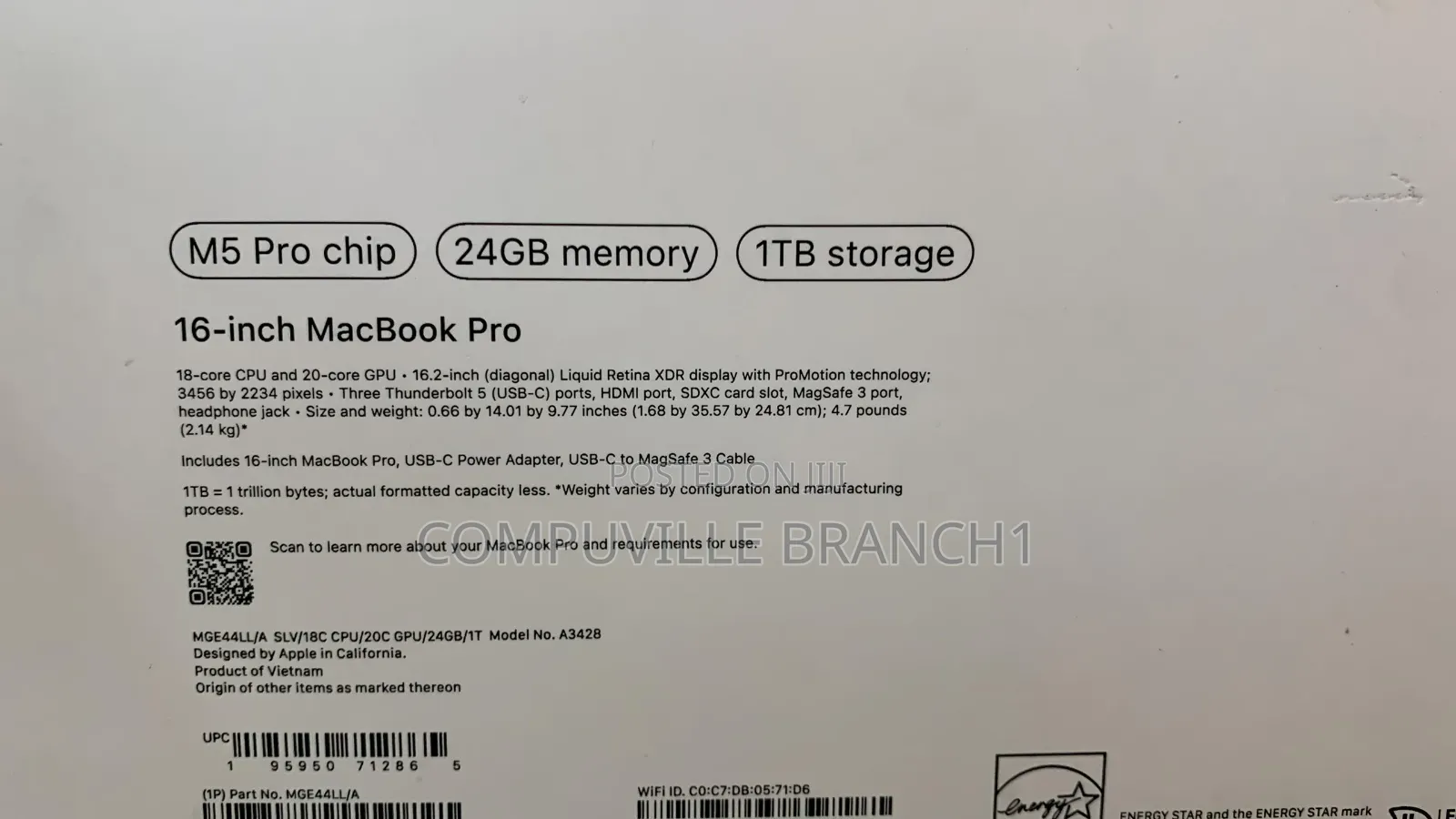 New Apple MacBook Pro 2026 M5 Pro 16-inch 24GB Apple M5 Pro SSD 1T