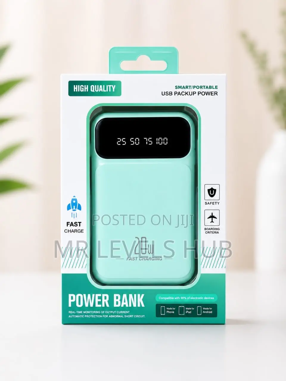 20w Fast Charging Power Bank – Portable Usb Backup Battery Pack