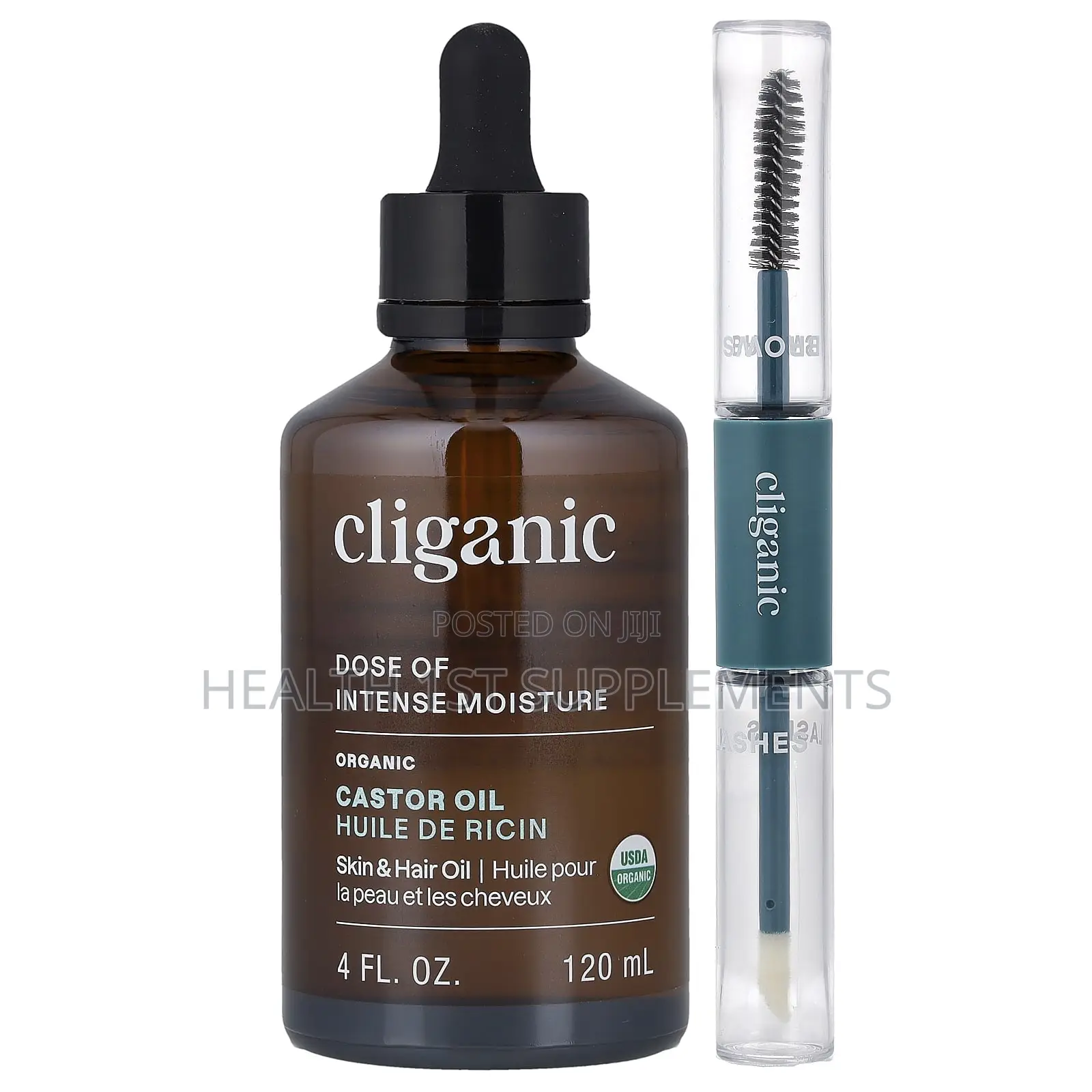 Cliganic, Organic Castor Oil, Hexane Free, Lash Brow Set, 120 Ml