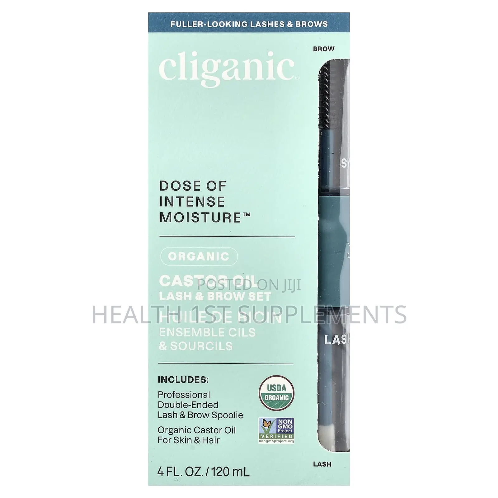 Cliganic, Organic Castor Oil, Hexane Free, Lash Brow Set, 120 Ml