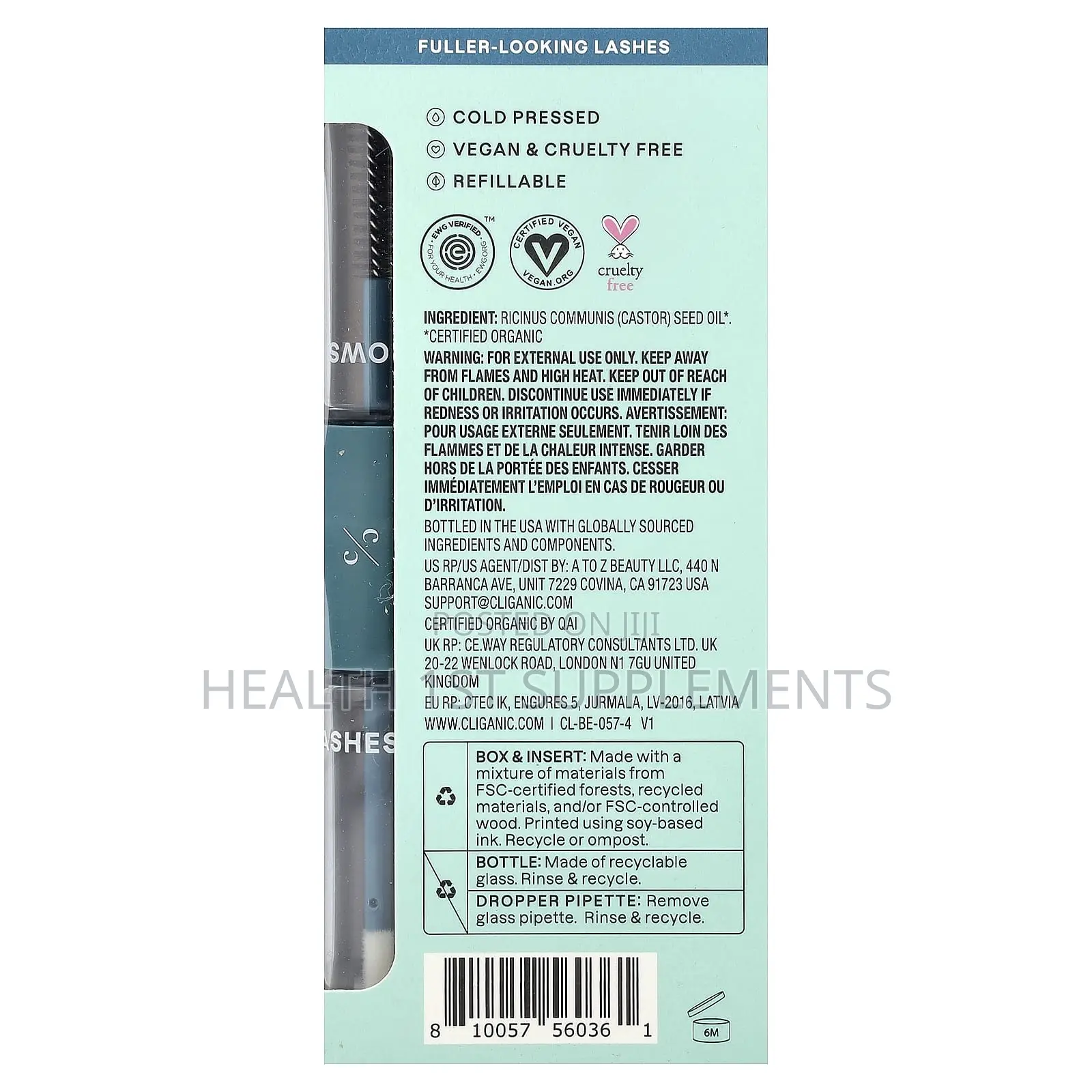 Cliganic, Organic Castor Oil, Hexane Free, Lash Brow Set, 120 Ml