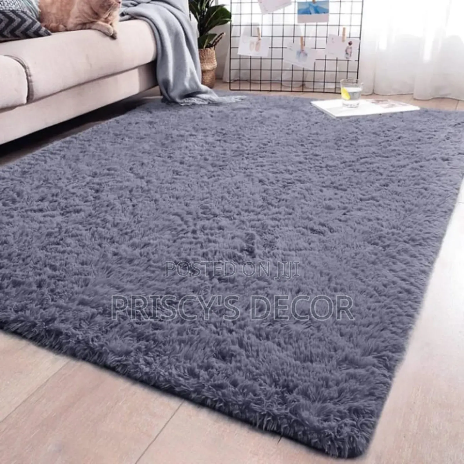 Dark Grey Fluffy Carpet