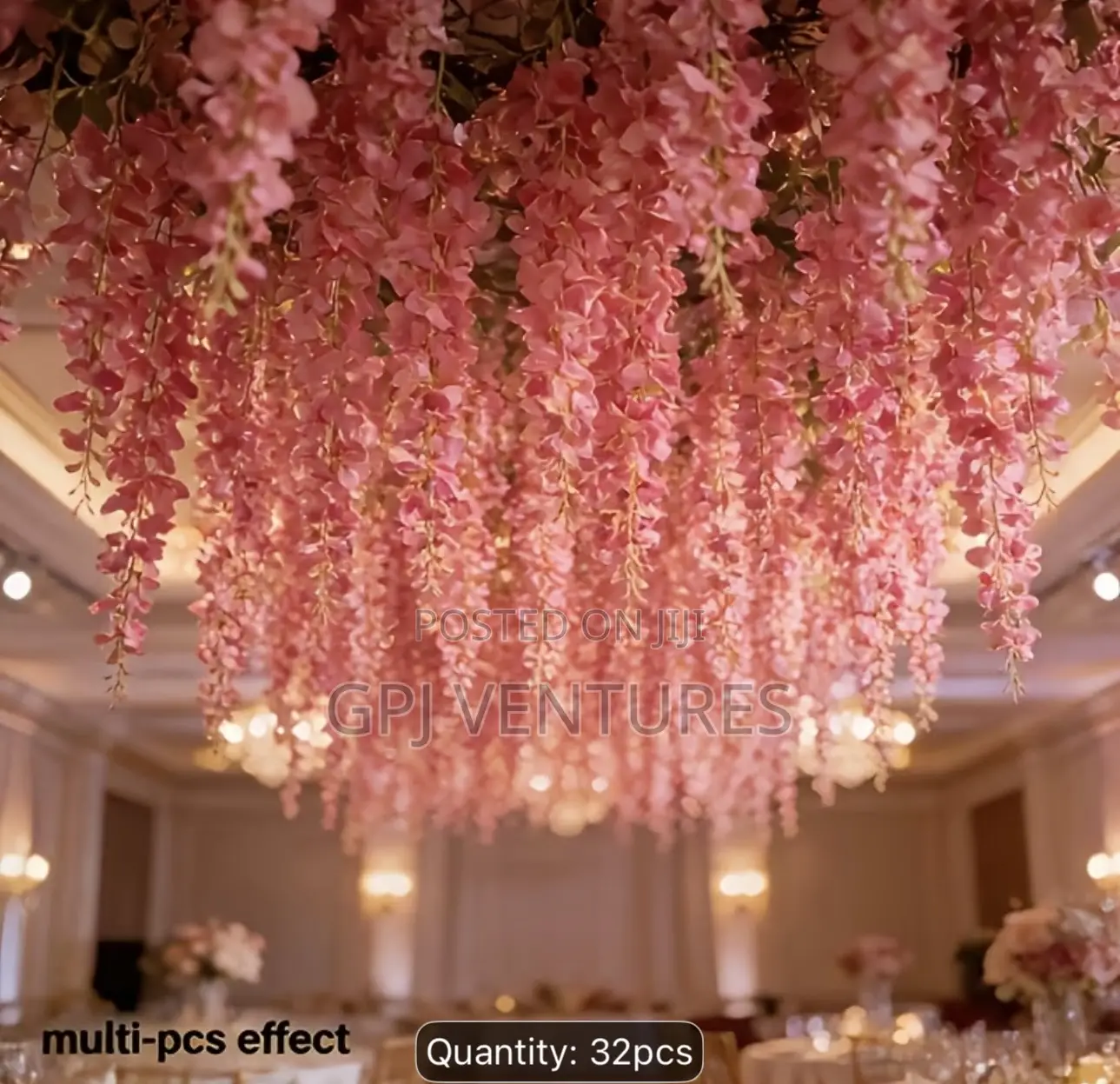 Artificial Pink Wisteria Hanging Bouquets