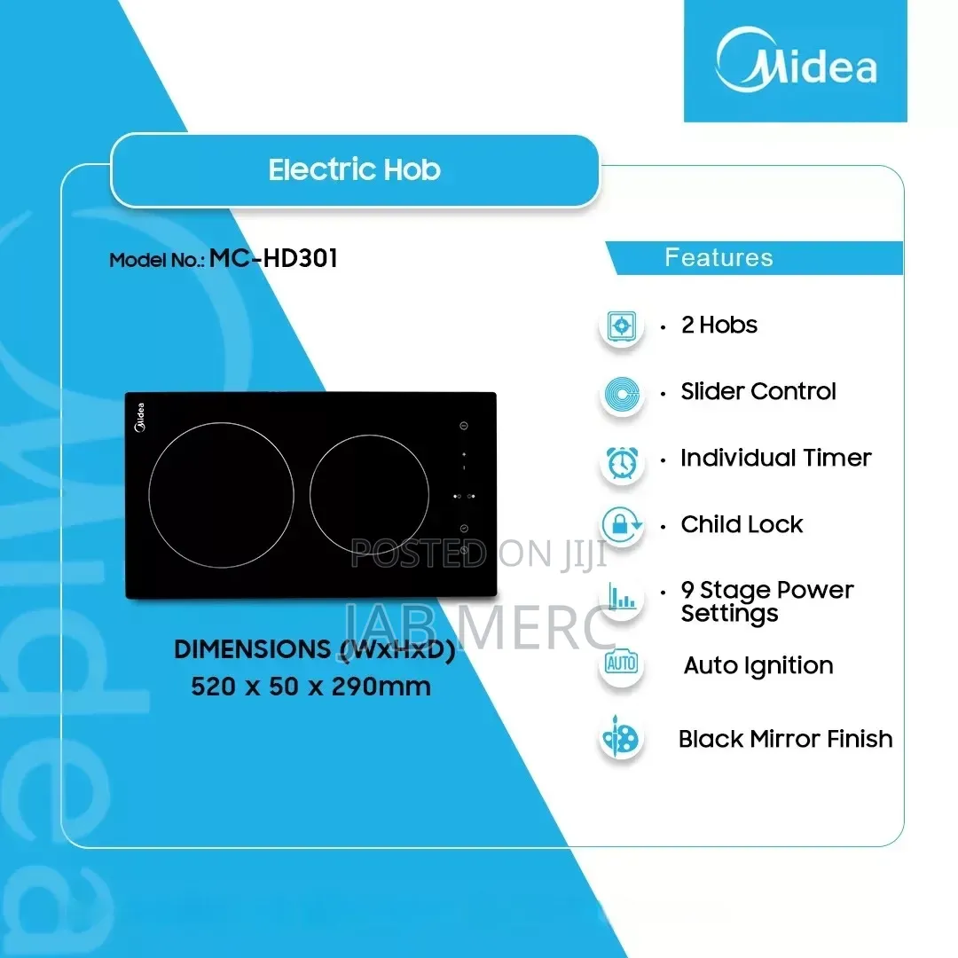 30cm X 60cm Midea 2 Zones Electric Cooktop Hob 2 Burners Cooker Stove