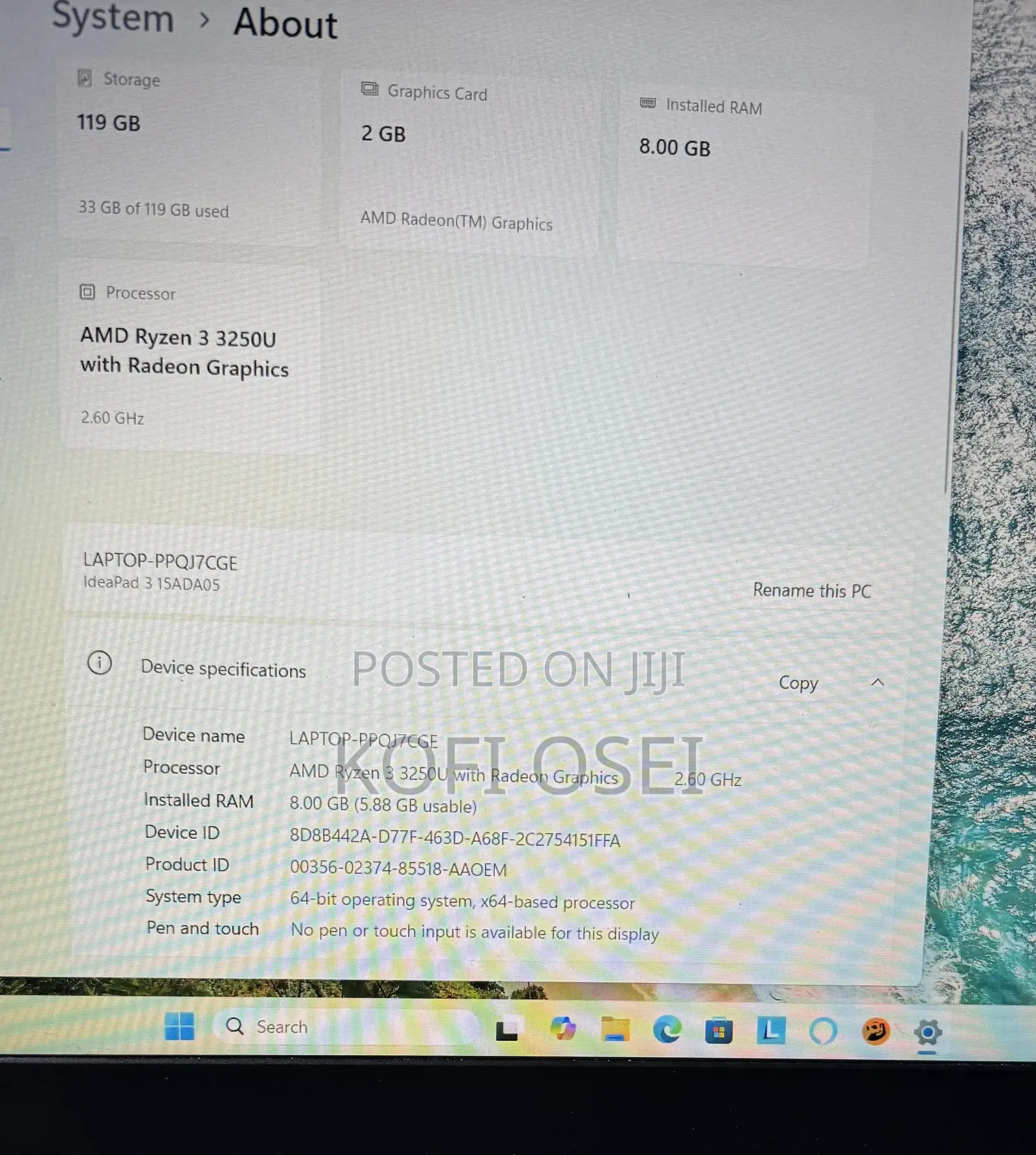 Laptop Lenovo Ideapad 3 8GB AMD Ryzen 3 SSD 128GB