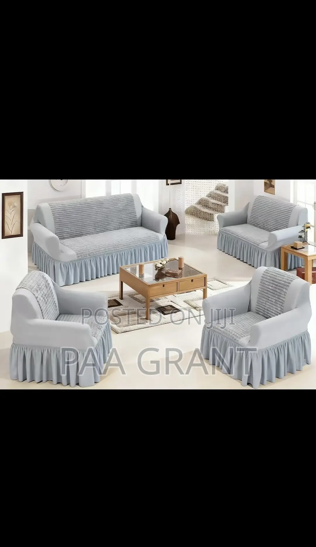 Classy Velvet Fluffy Cotton 4 Pcs Sofa Skirt Covers(Sold As A Set