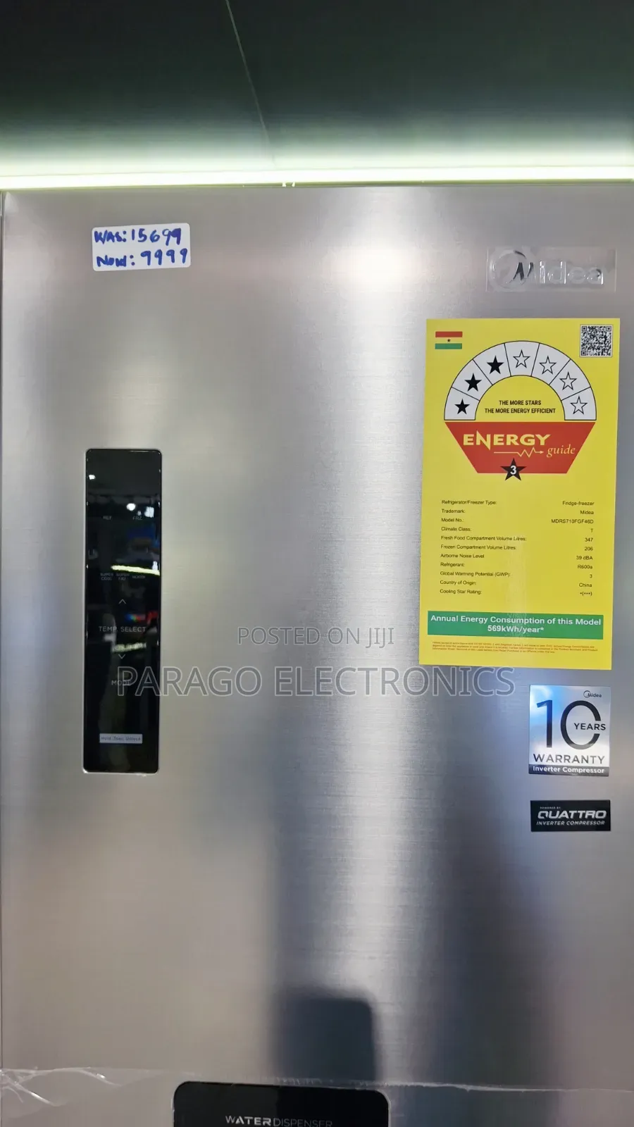Midea Side By Side Fridge 463ltrs Defrost Top Freezer Mdrt645mtn46d