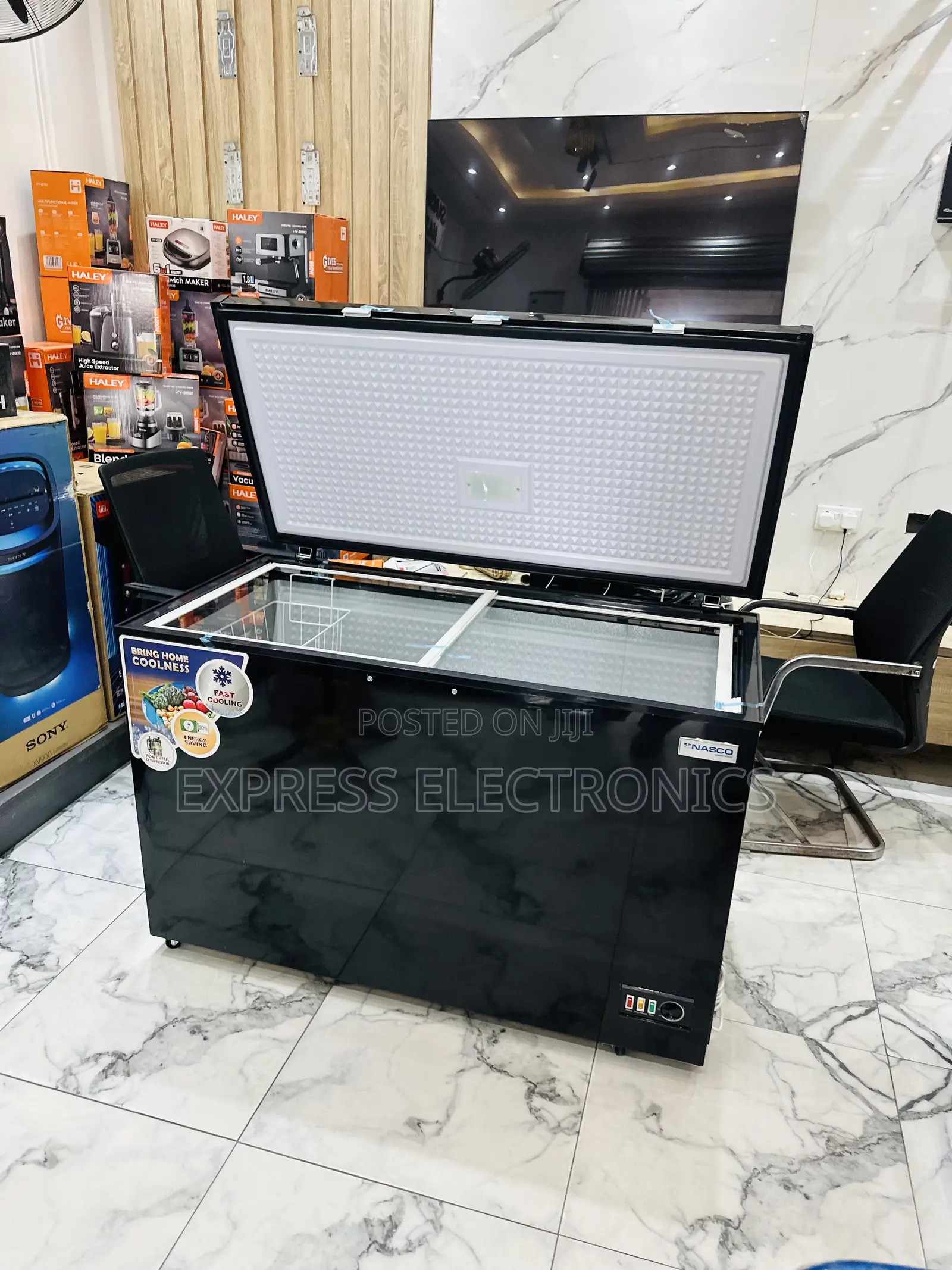 Quality Chest Freezer Single Door Black Nasco 400l Nas-485fl