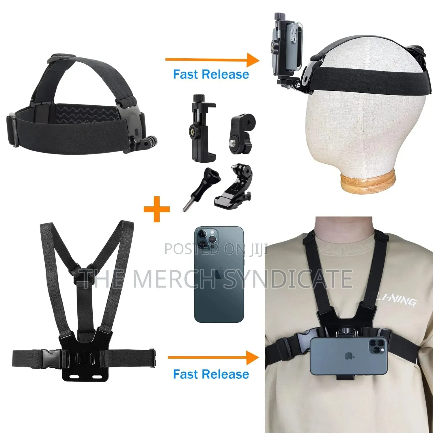 Handsfree Pov Vlog Chest + Head Strap Mount Holder - Phones Cameras