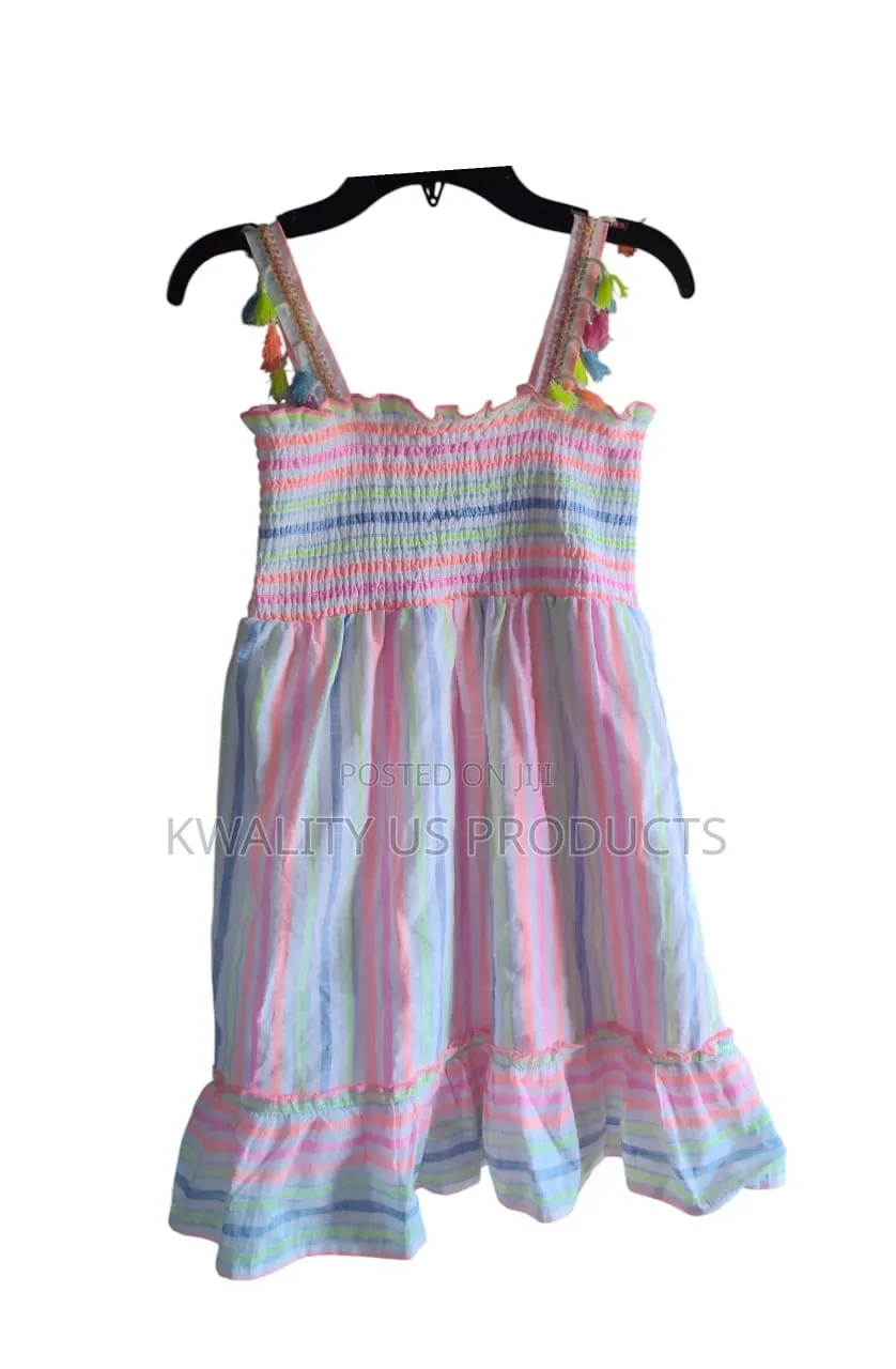 Speechless Kids Girls Striped Smocked Sun Dress With Tassel Details