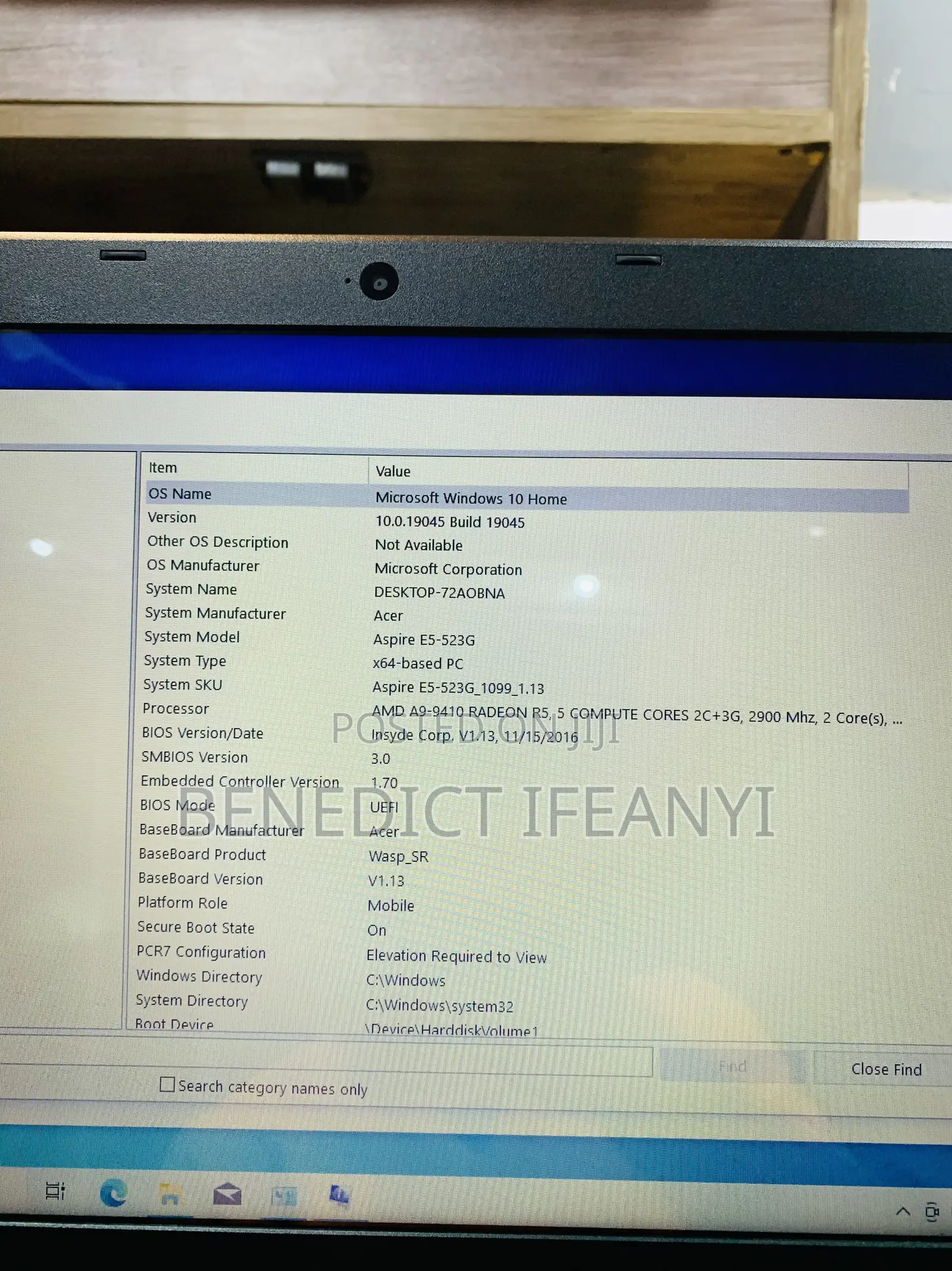 Laptop Acer Aspire E5-523 8GB AMD A8 HDD 750GB