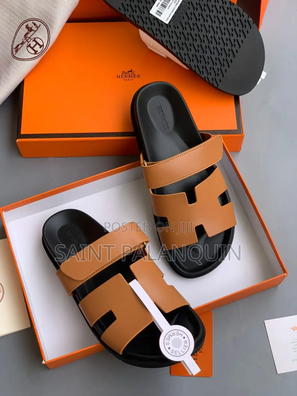 Brown Hermes Chypre Sandals