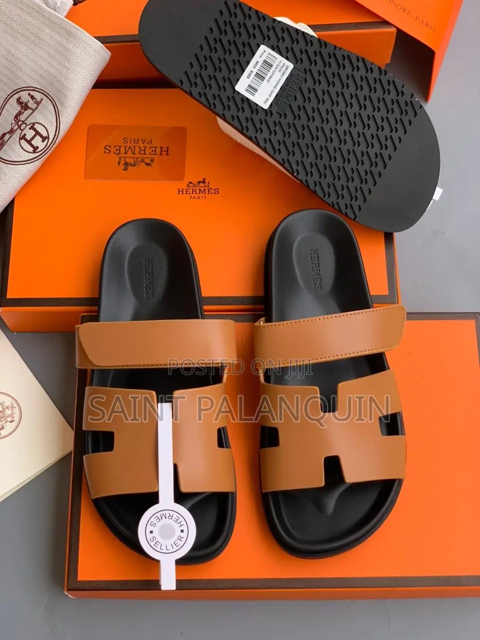 Brown Hermes Chypre Sandals
