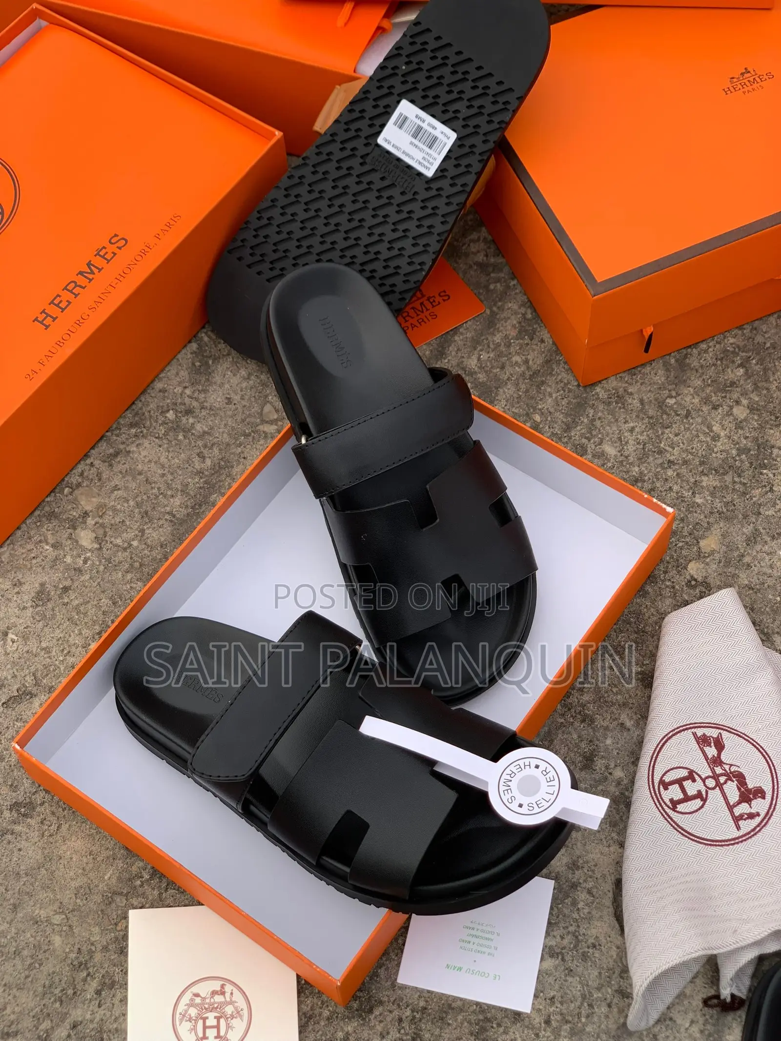 Black Hermès Chypre Sandals
