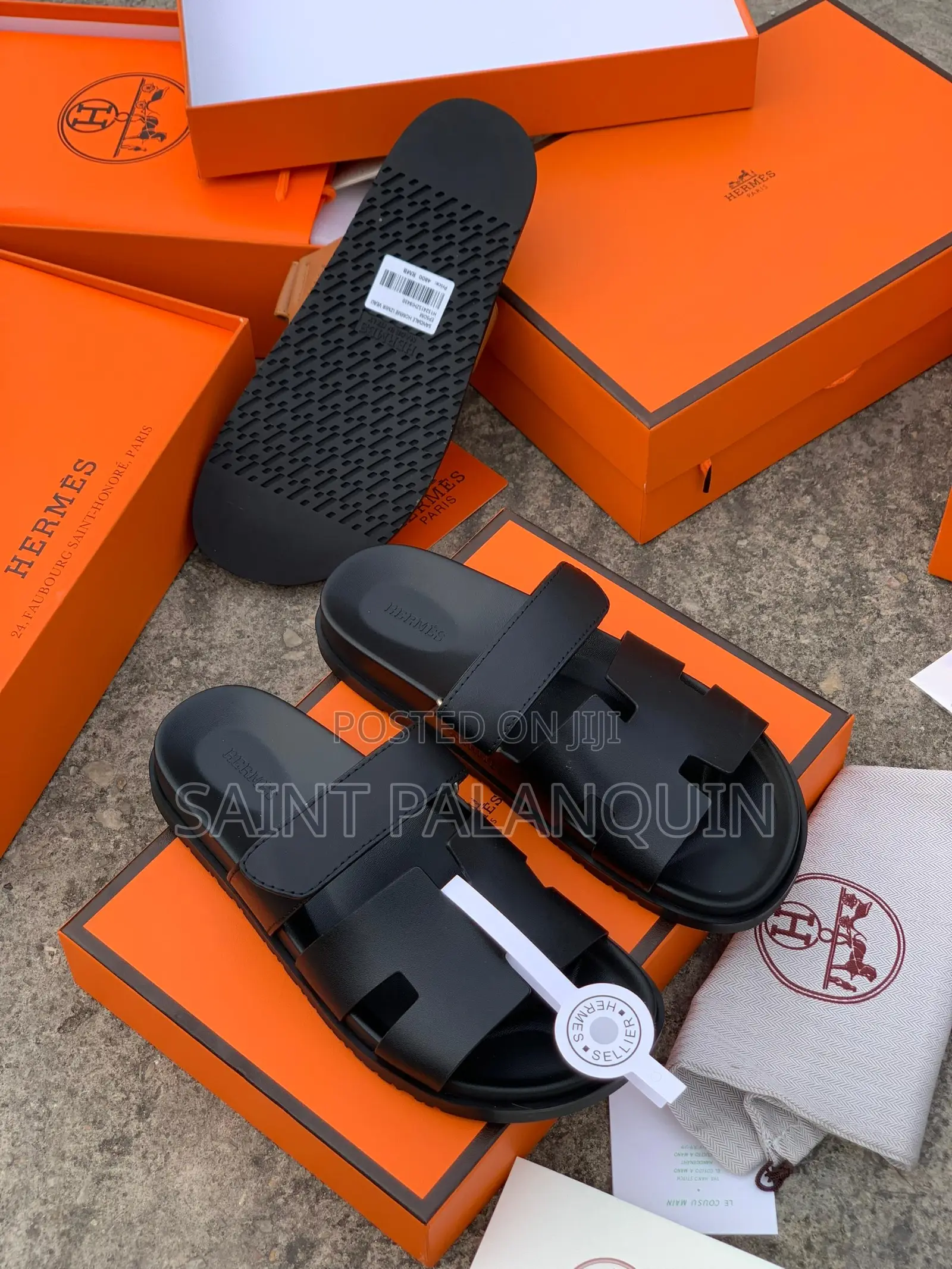 Black Hermès Chypre Sandals