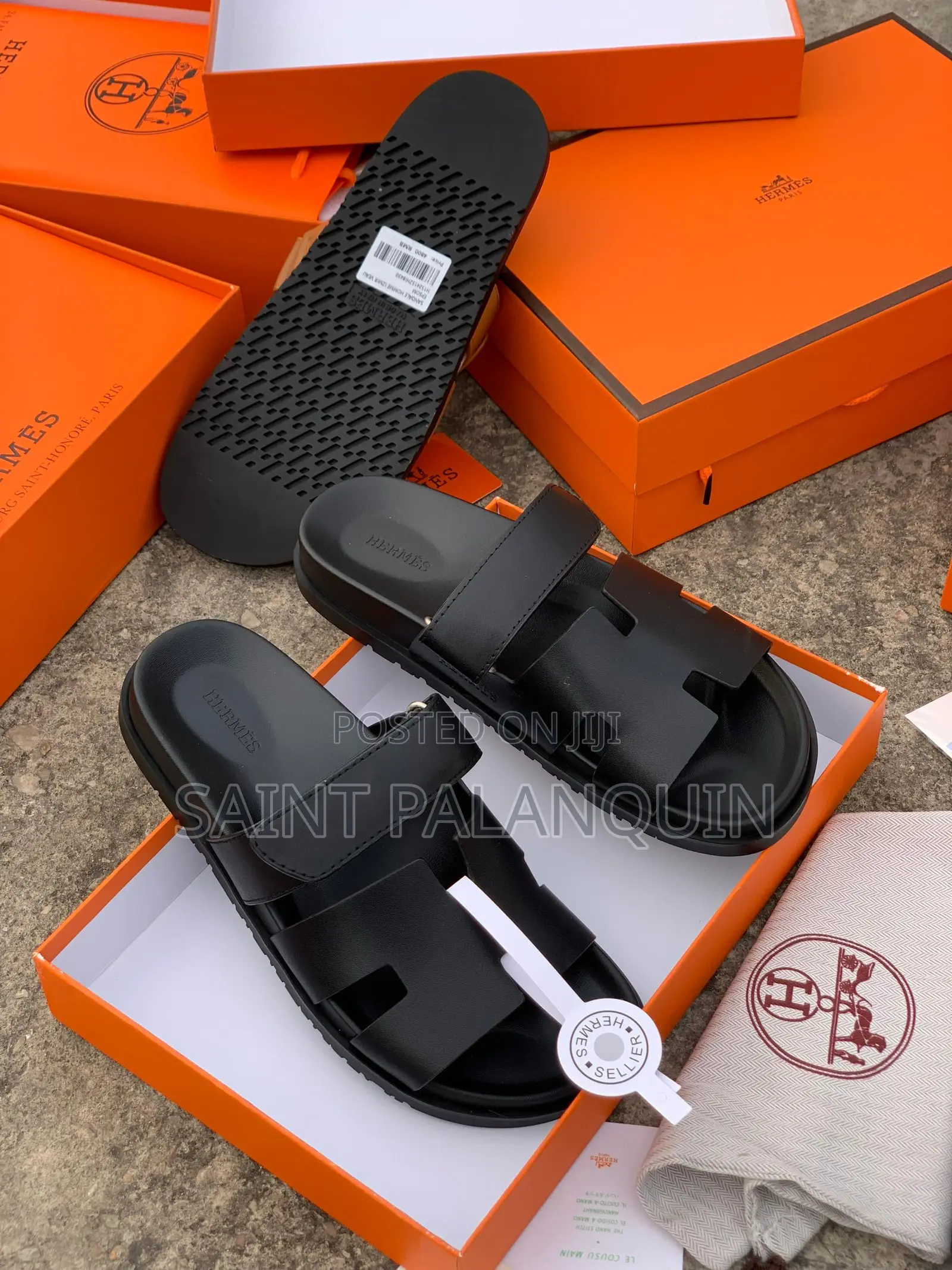 Black Hermès Chypre Sandals