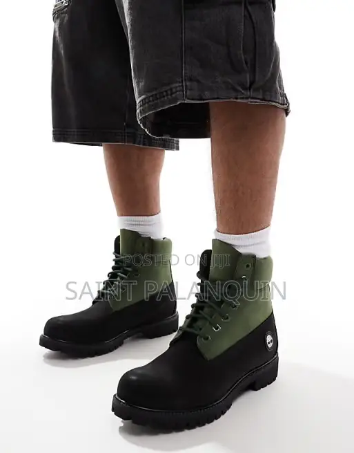 Timberland Premium 6-Inch Waterproof Boots in a Black and Dark Green
