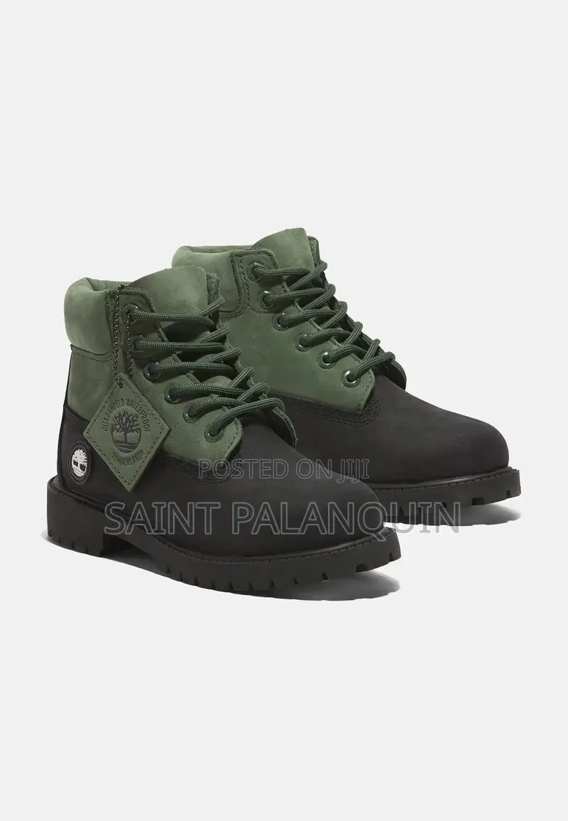 Timberland Premium 6-Inch Waterproof Boots in a Black and Dark Green
