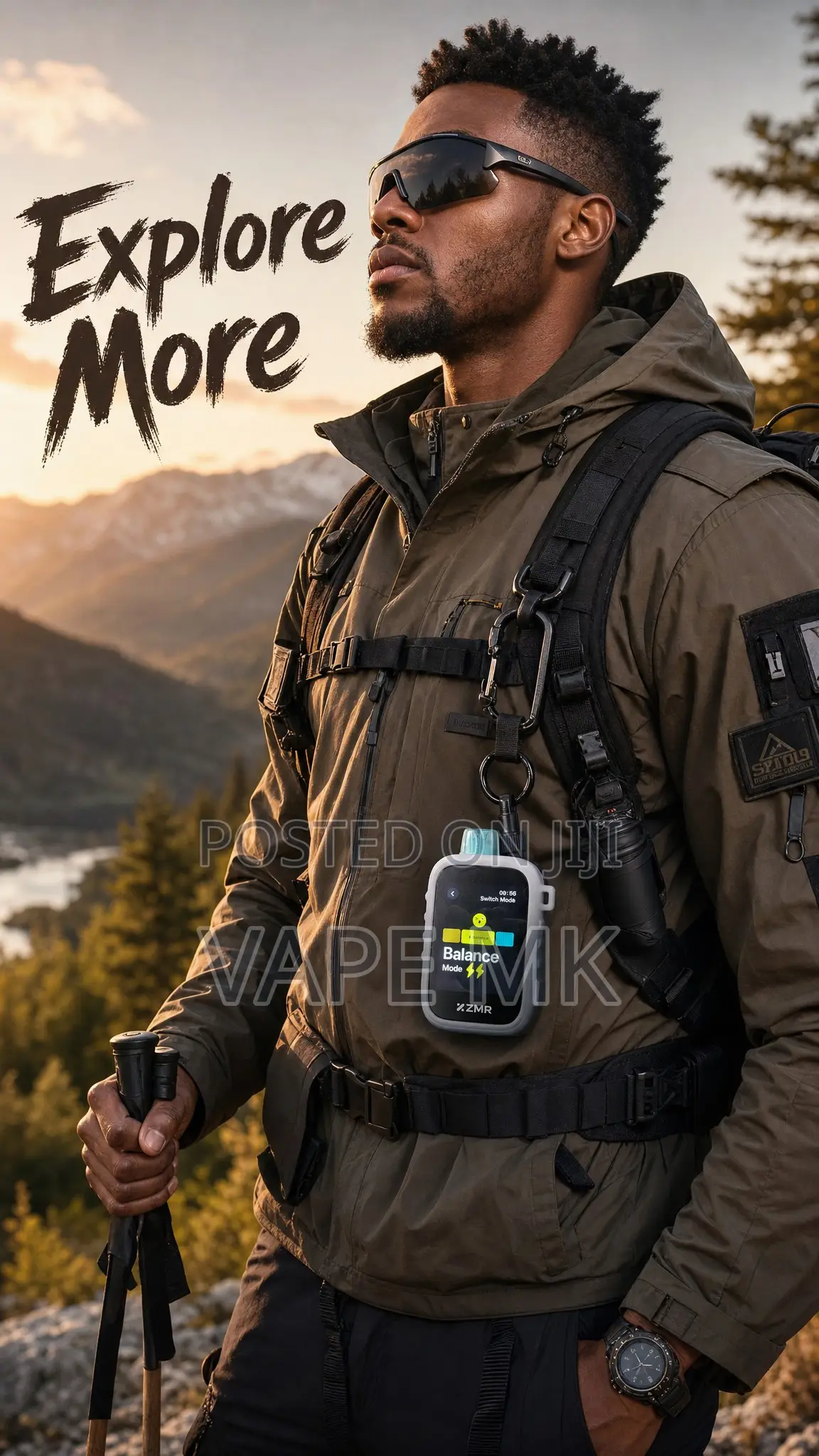 ZMR Outdoor Durable Vape Pod With Carabiner Hook Smart Screen,Shisha