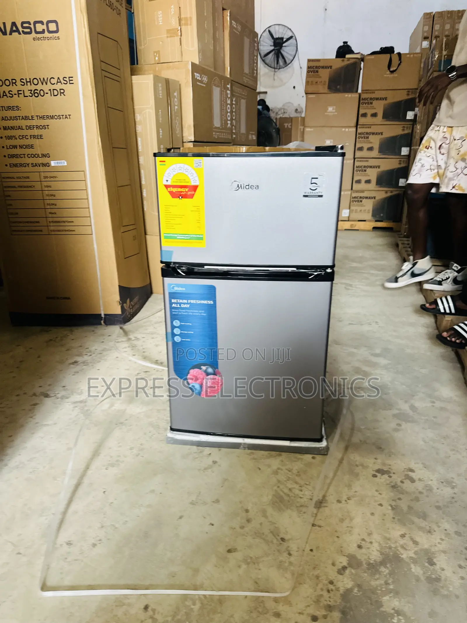 Doubke Door Fridge Midea Table Top Dark Grey