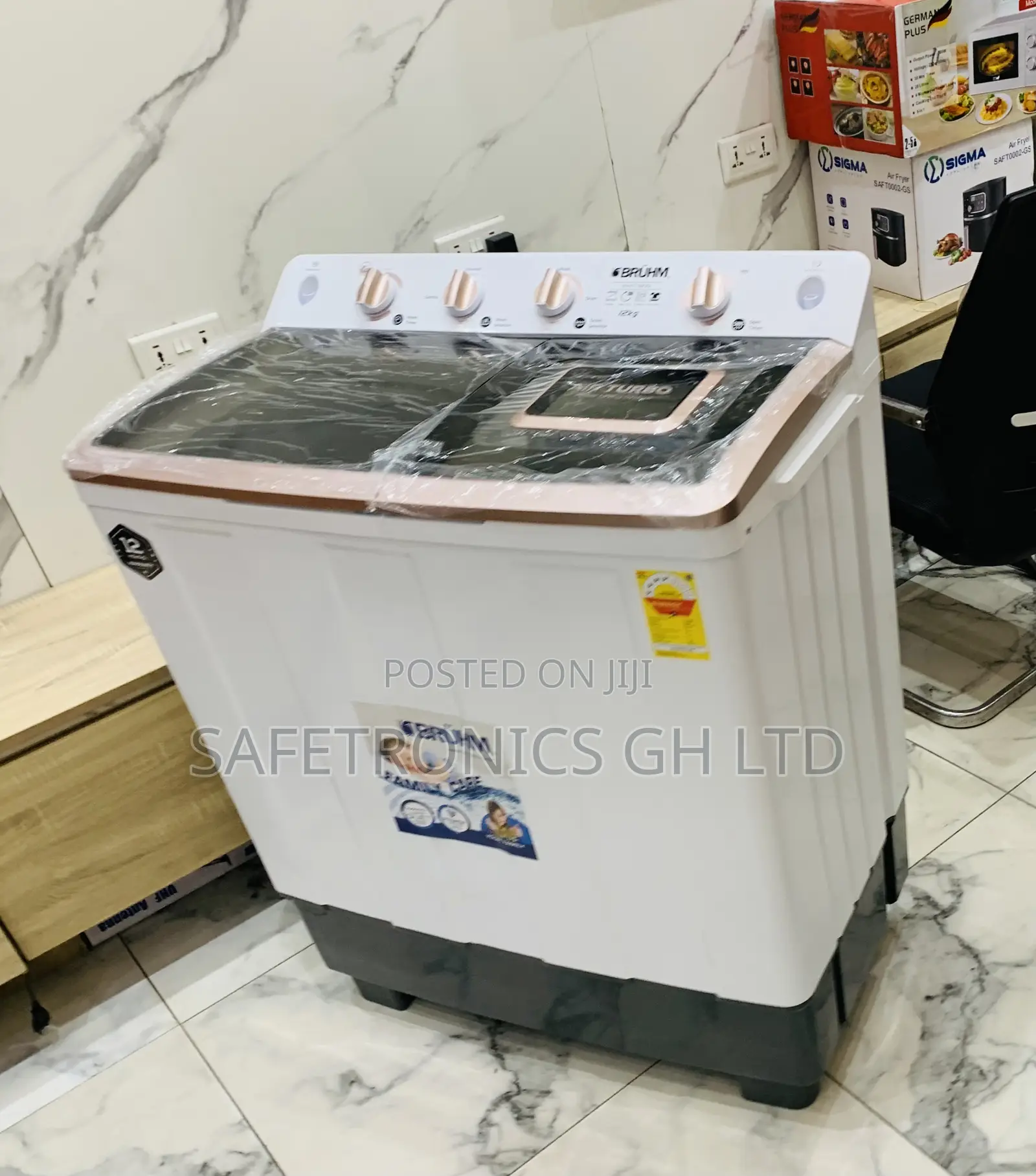 Just Secure Sleek Bruhm 12kg Washing Machine BWT-120h-Twin Tub