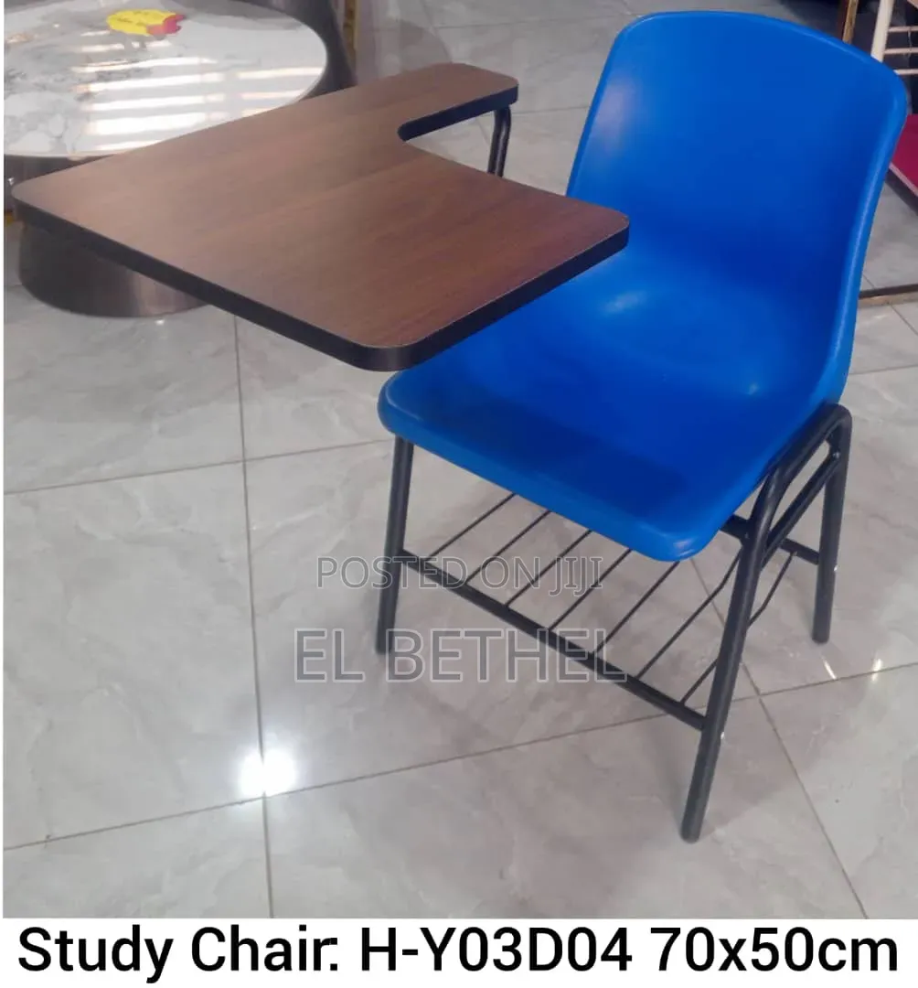 Study Chair and Table With Wooden Surface and Divider Stand