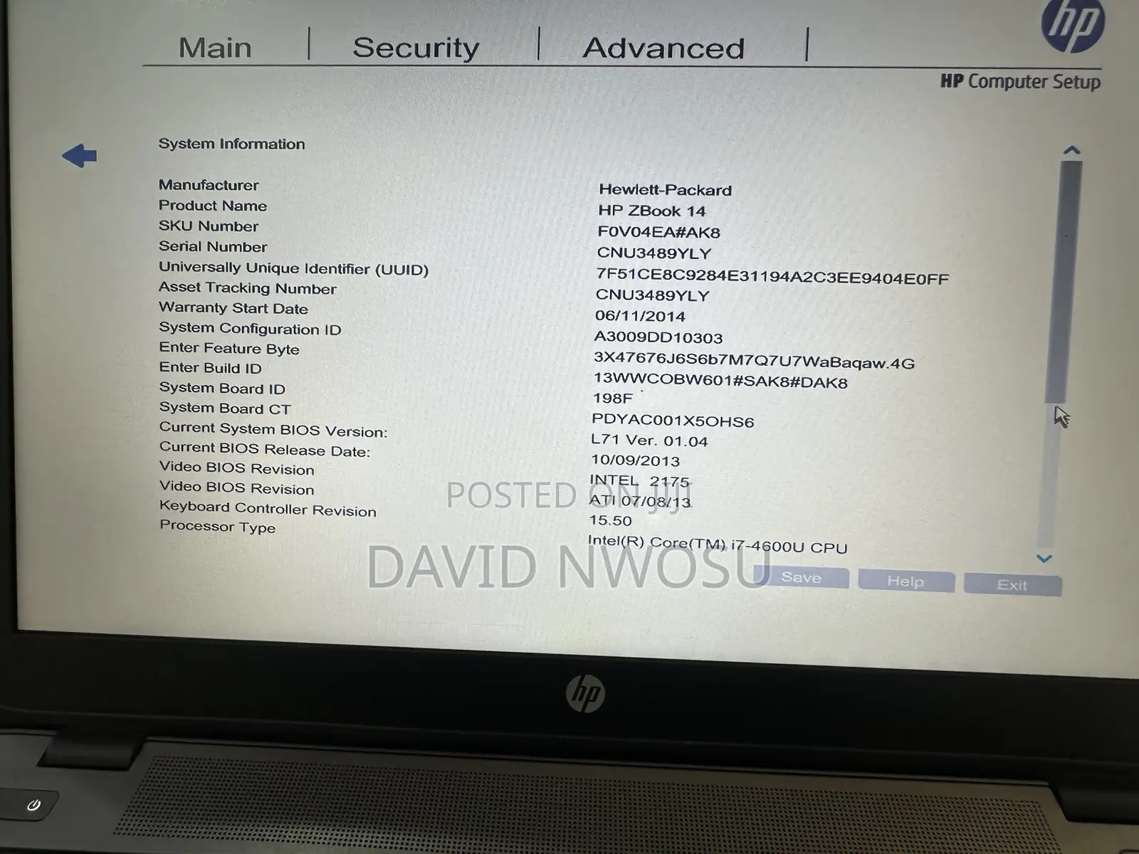 Laptop HP ZBook 14 16GB Intel Core i7 SSD 256GB