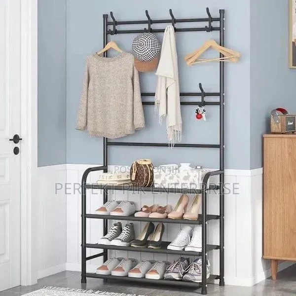 Multi‐Function Coat Rack With Shoe Shelf
