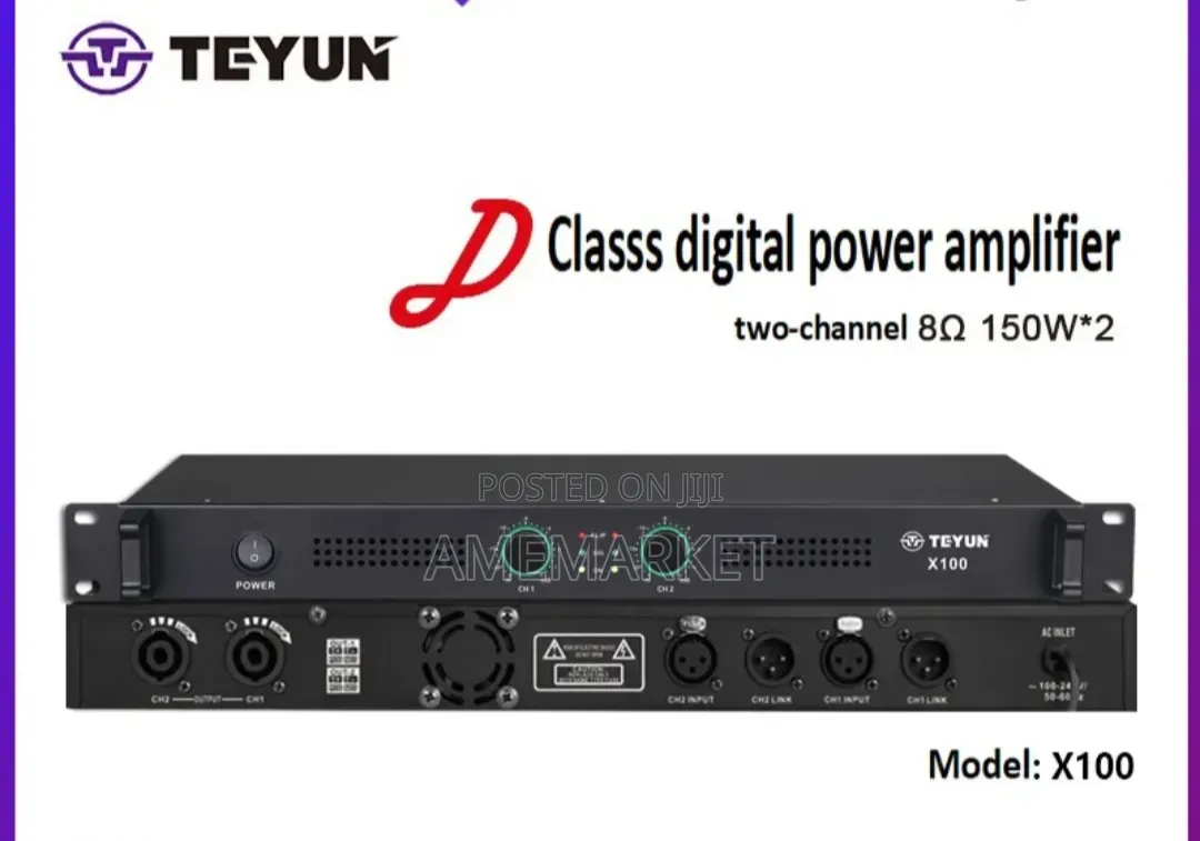 Teyun X100 Professional Power Amplifier Dual Channel