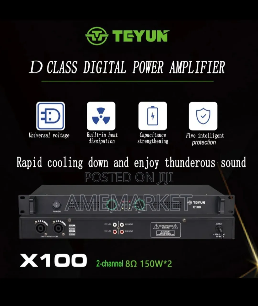 Teyun X100 Professional Power Amplifier Dual Channel